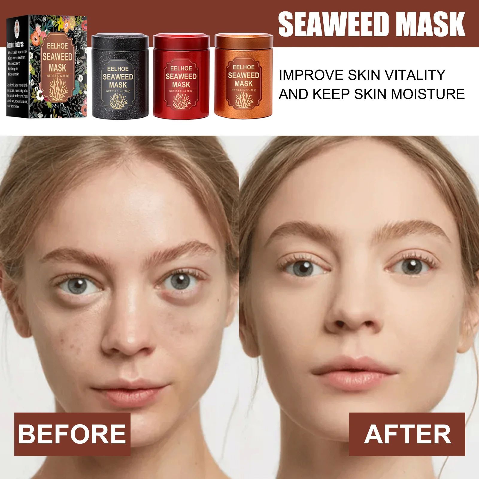 Natural Seaweed Mask Moisturizing Hydrating Shrink Pores