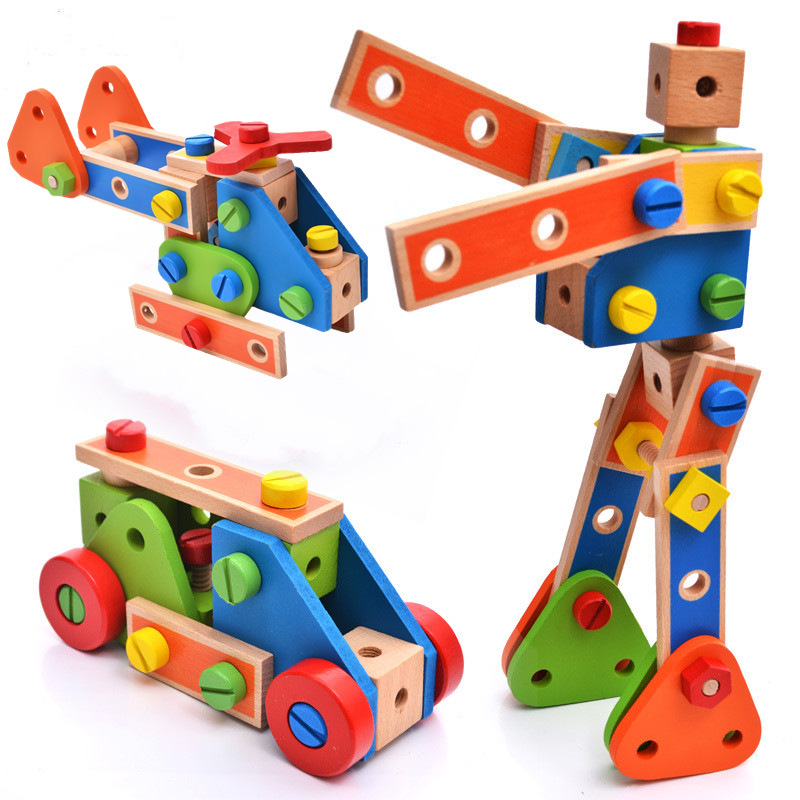 卡通螺母组合幼儿童动手拧螺丝拼装拆装几何积木益智玩具耐磨耐摔