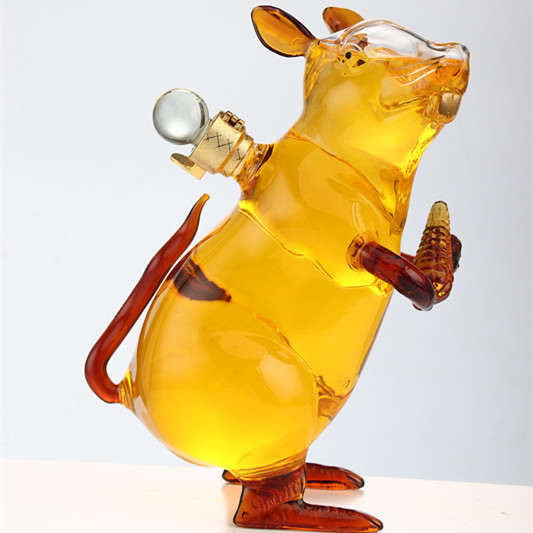 泡酒瓶玻璃家用装酒玻璃瓶加厚酿酒玻璃瓶透明带盖高端老鼠造型