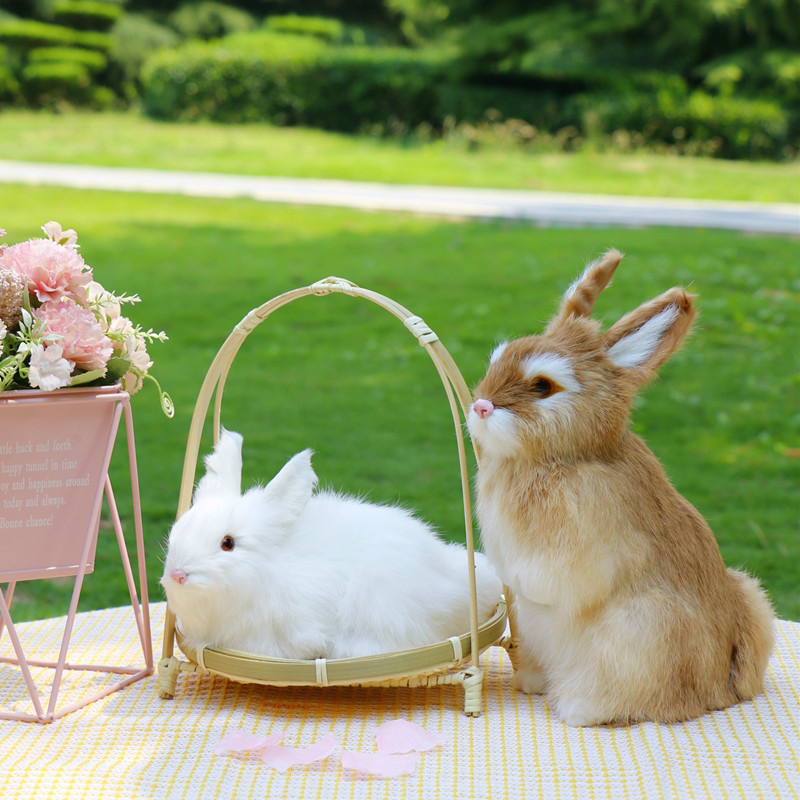 仿真兔子摆件动物模型嫦娥玉兔玩偶小白兔公仔拍照道具中秋节装饰