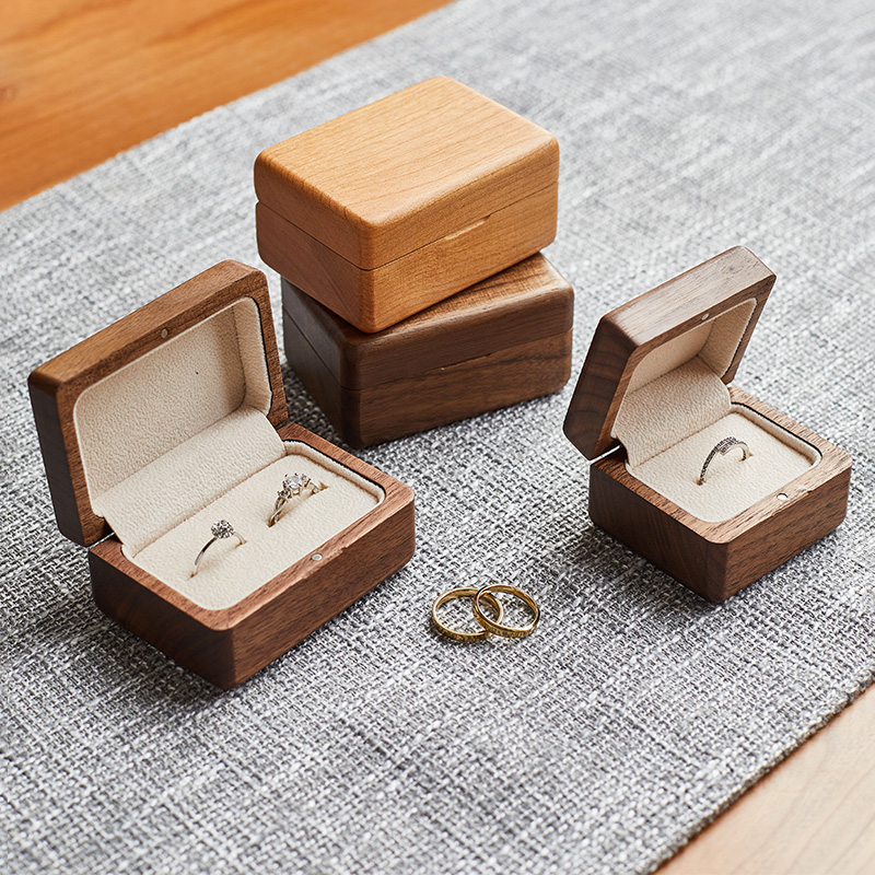创意复古木质求婚戒指盒结婚礼仪式单戒双戒收纳盒定制高档钻戒盒