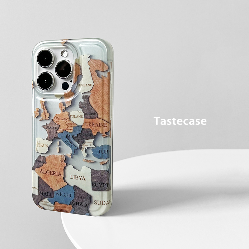 Tastecase高级感艺术地图拼图适用苹果iPhone15ProMax手机壳14/13
