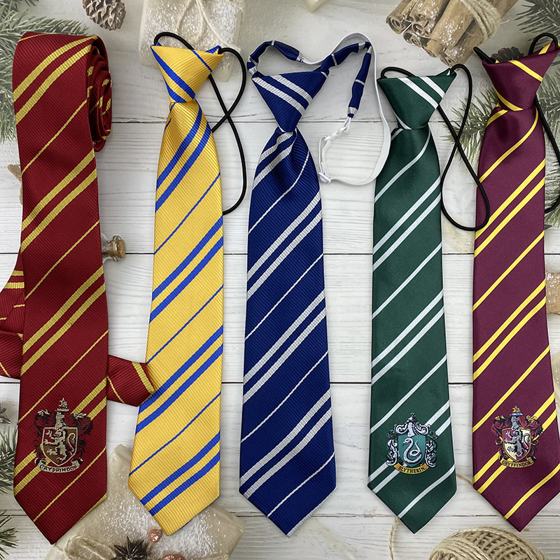 哈利波特领带徽章jk制服可定制男女搭配四大学院绿色条纹魔法ins
