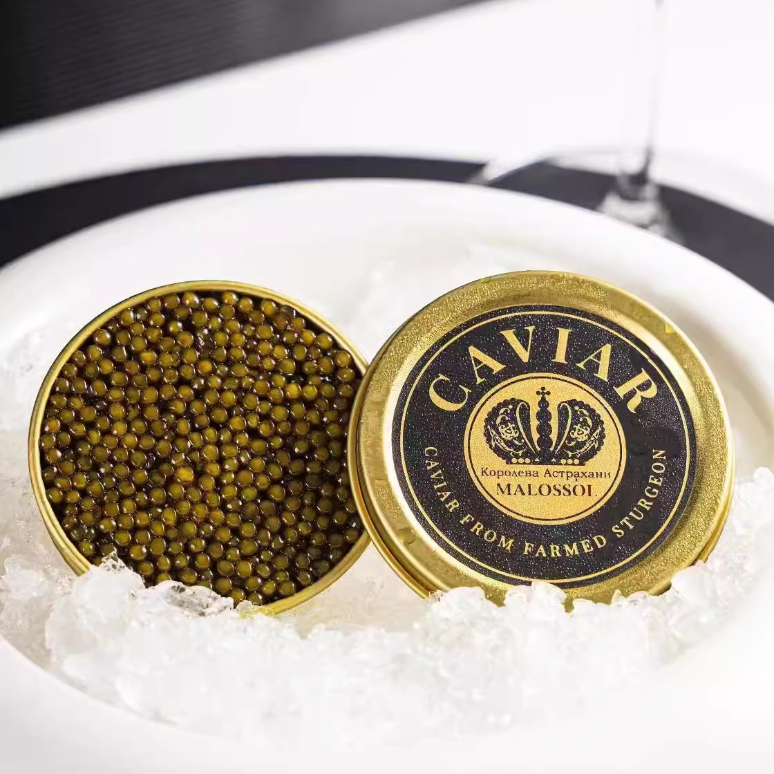 阿拉王鲟鱼子酱即食caviar深海7年鲟鱼黑鱼籽酱罐头10g寿司大颗粒