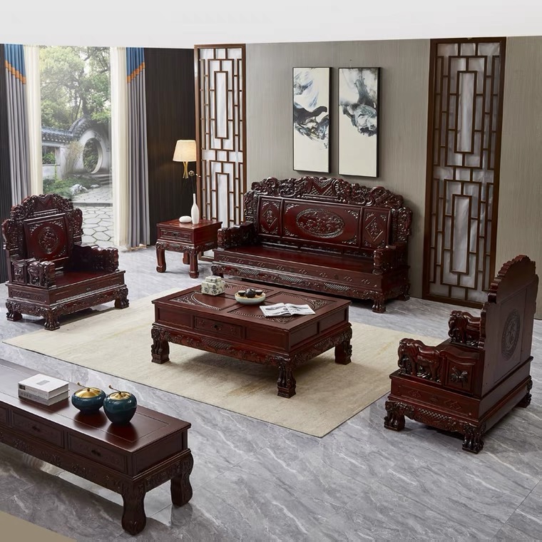 新中式实木古典明清沙发仿古雕花大小户型组合沙发仿宫廷整装家具