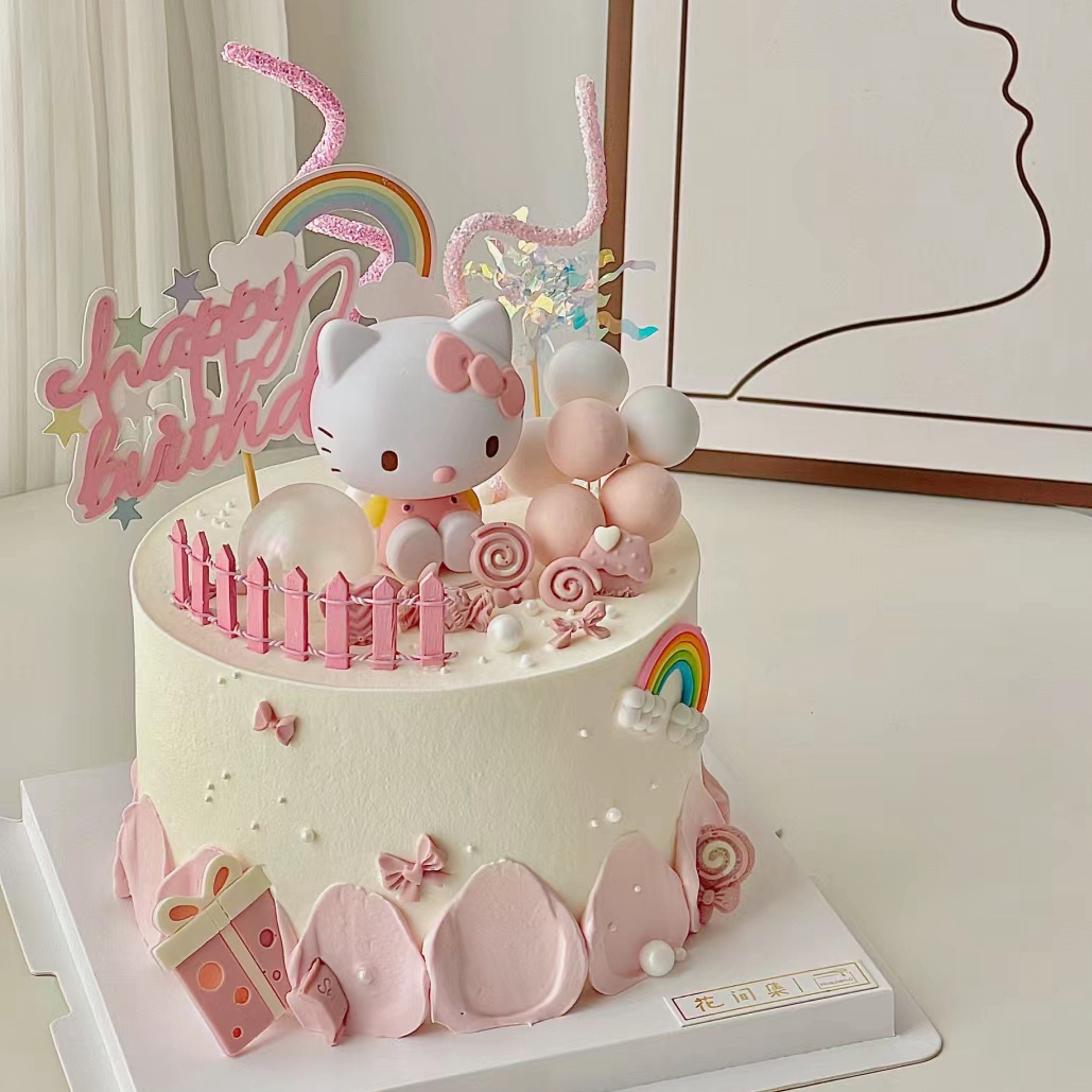 新款helloKitty小女孩生日蛋糕装饰摆件卡通美乐蒂库洛米烘焙装扮
