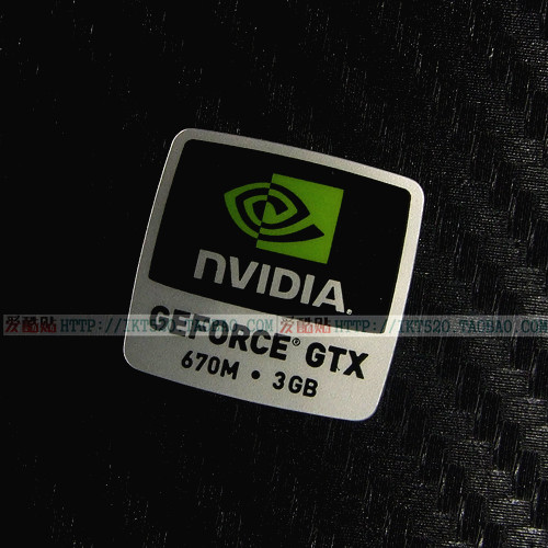 原装NVIDIA英伟达标志LOGO贴GEFORCE GTX670笔记本台式机电脑贴纸