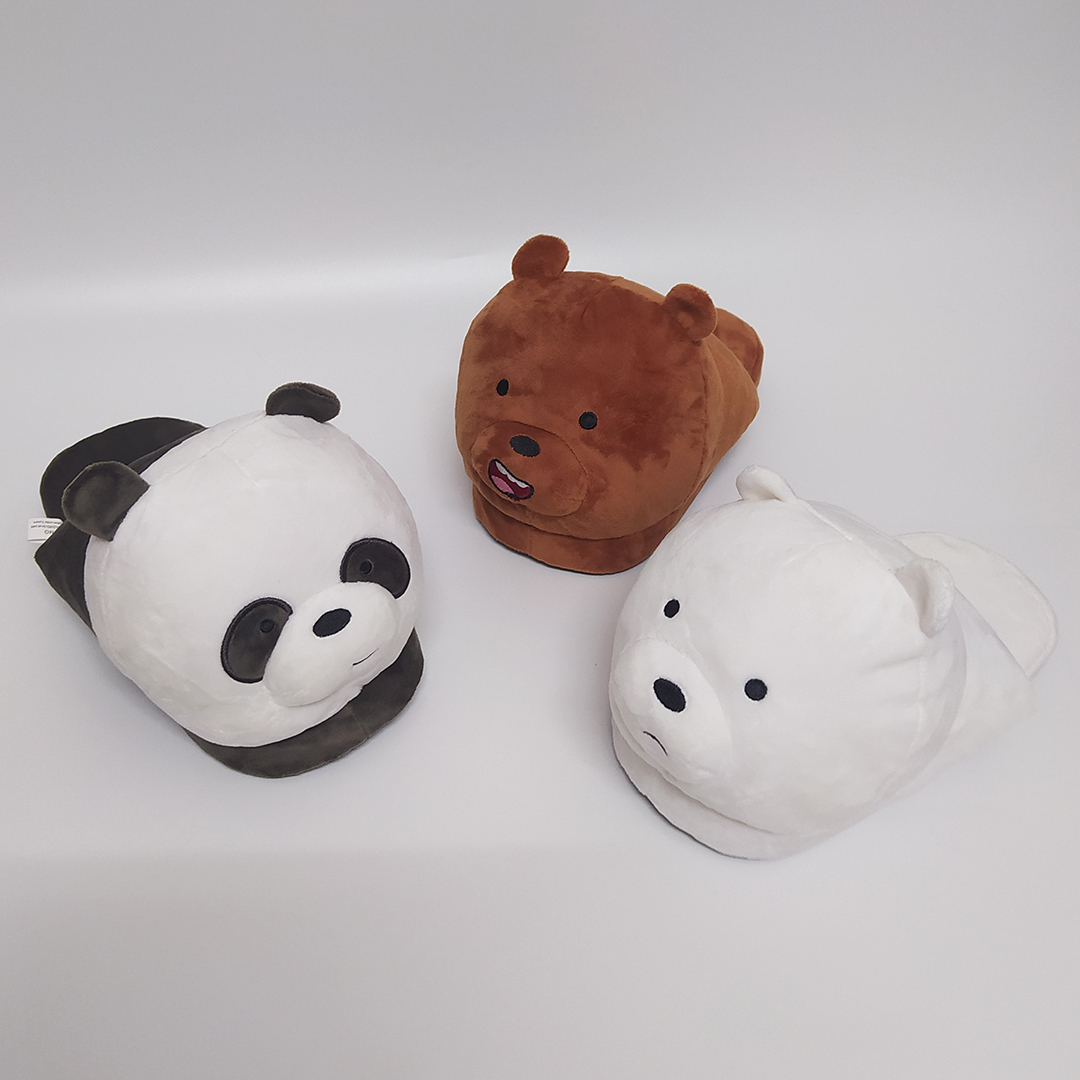 咱们裸熊 可爱韩版 熊猫 白熊 棕熊 卡通保暖 三只熊半包跟棉拖鞋