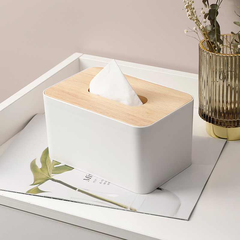 客厅纸巾盒高档现代风格抽纸盒高级感日式实木盖纸巾收纳盒ins风