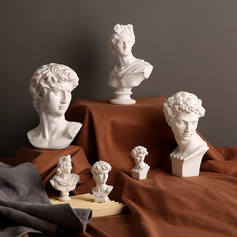 北欧仿石膏头像琴女维纳斯大卫雕像迷你树脂雕塑艺术装饰品小摆件