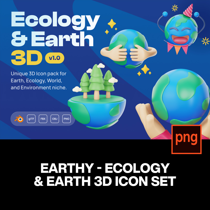 20款3D趣味卡通立体生态环保公益地球插图插画png免抠图片素材