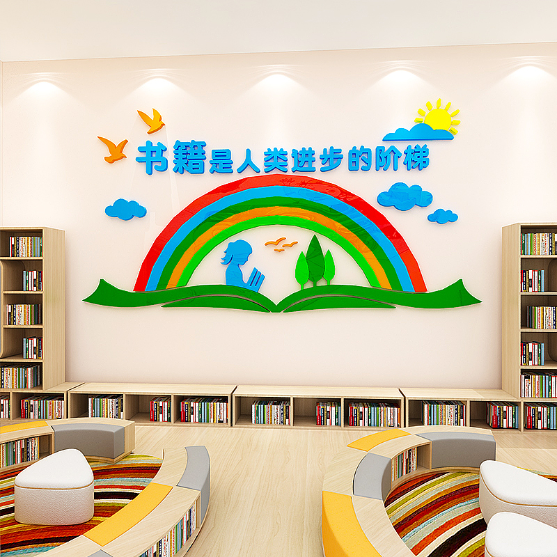 阅读班级文化墙装饰图书馆阅览室国学中小学教室墙面布置神器贴纸