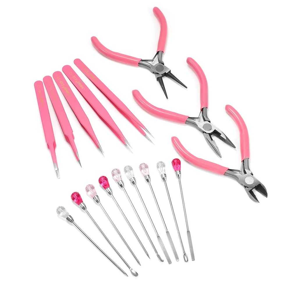 6 Style Pink Pliers Jewelry Making Tool Kits Mix Needle Spoo
