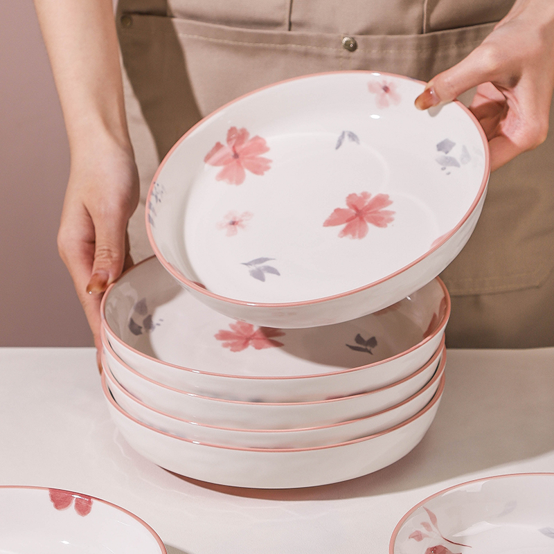 高颜值陶瓷盘子菜盘家用2024新款深盘特别好看的餐盘碟子碗碟套装
