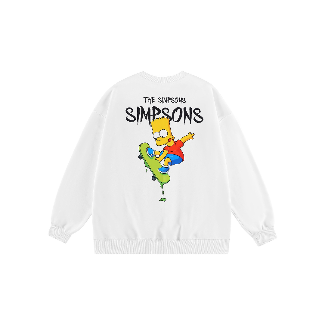 The Simpsons辛普森一家趣味卡通人物滑板字母印花宽松圆领卫衣