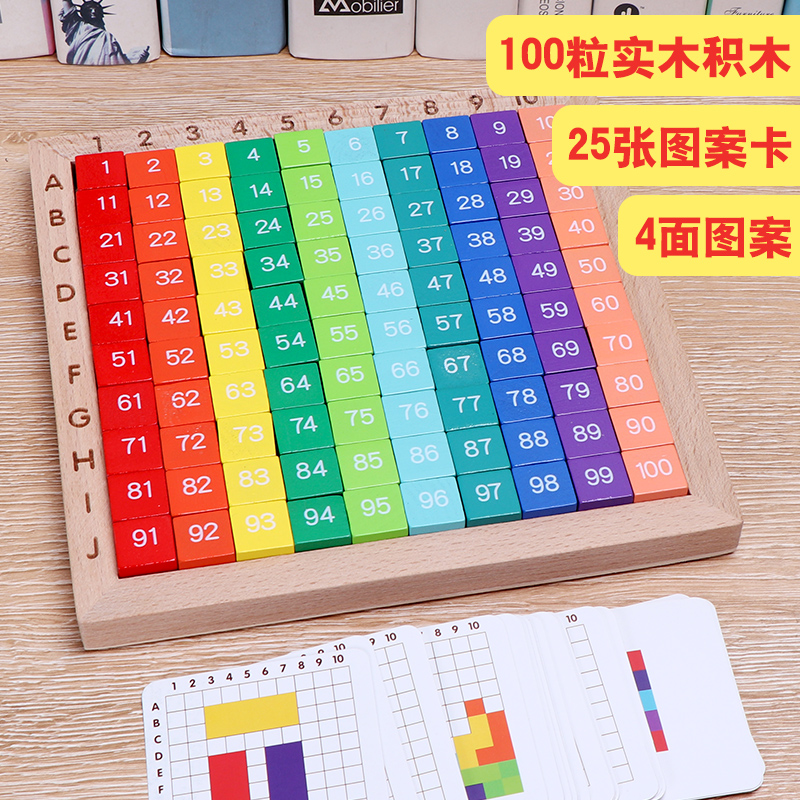 百数板蒙氏数学思维教具启蒙早教益智玩具1到100认数字乘法口诀