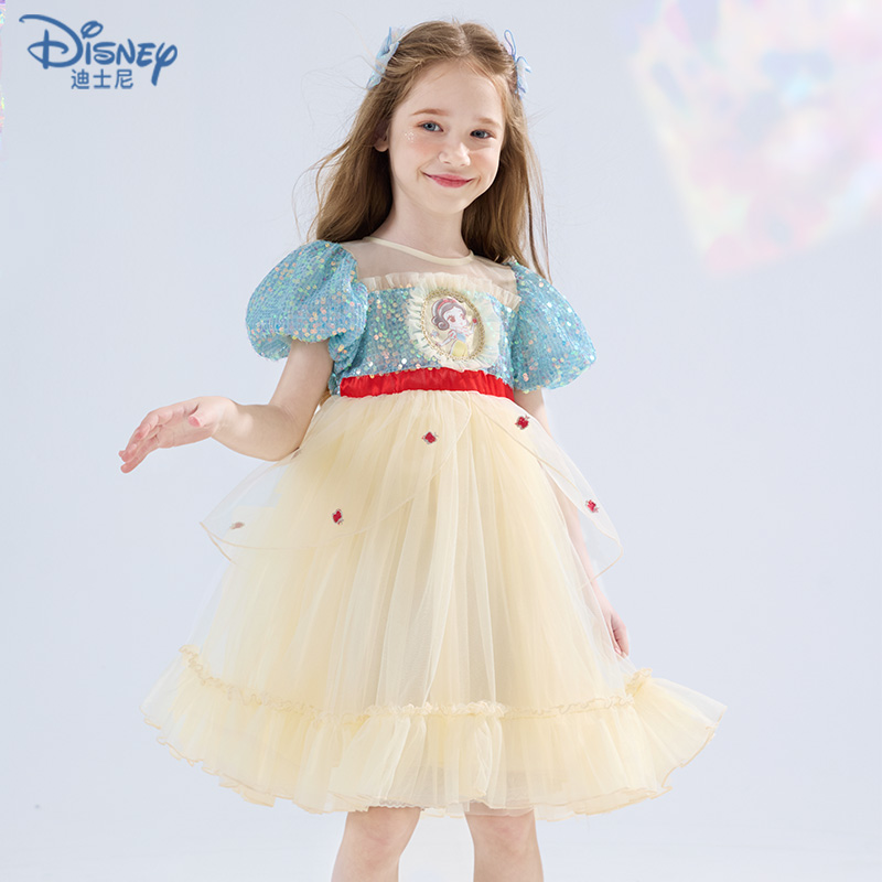 迪士尼女童连衣裙儿童夏装新款裙子白雪公主裙蓬蓬裙洋气网纱裙