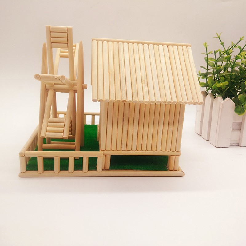 适用竹签一次性筷子diy手工模型创意建筑风车房子纯手工礼物成品