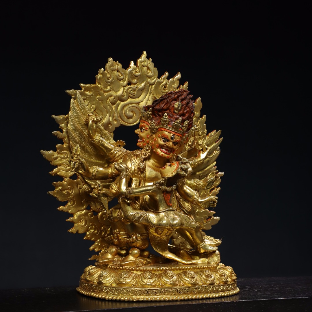 普巴金刚佛像摆件西藏密宗仿尼泊尔全手工纯铜鎏金藏传民族供护像