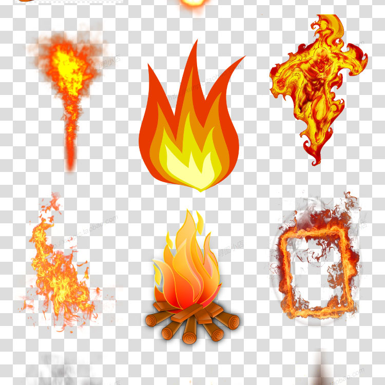 火焰背景素材Q版火焰PNG透明模板火焰火火焰卡通火焰蓝色火焰