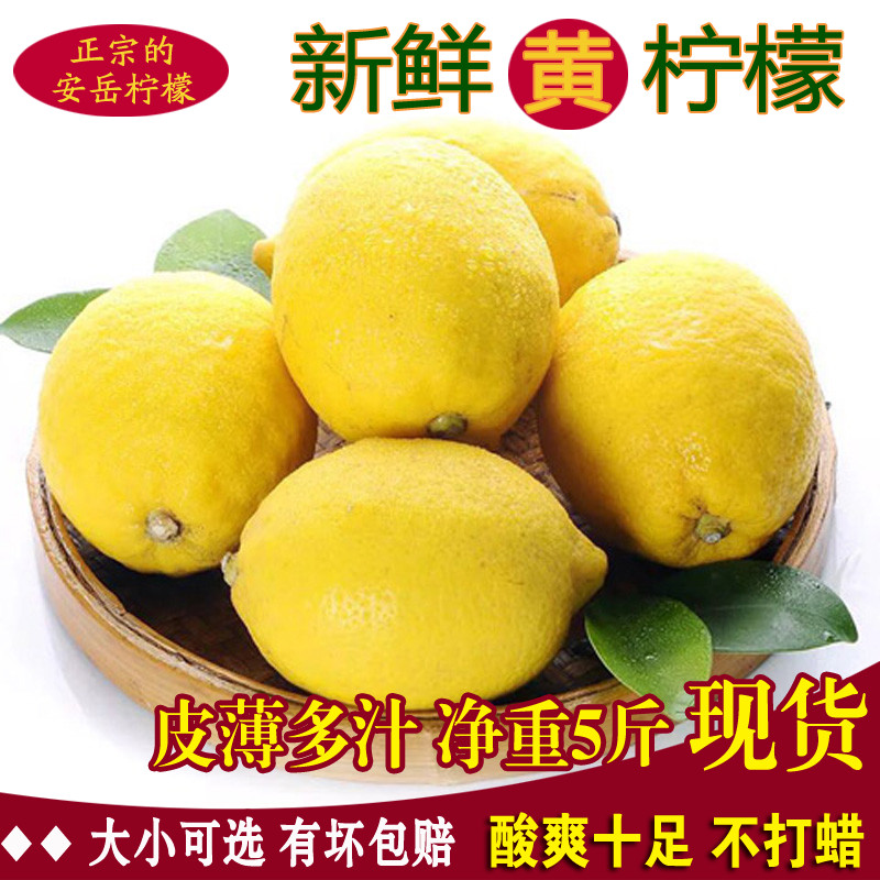 黄柠檬新鲜安岳水果5斤装特产皮薄多汁不打蜡净重非香水青柠檬