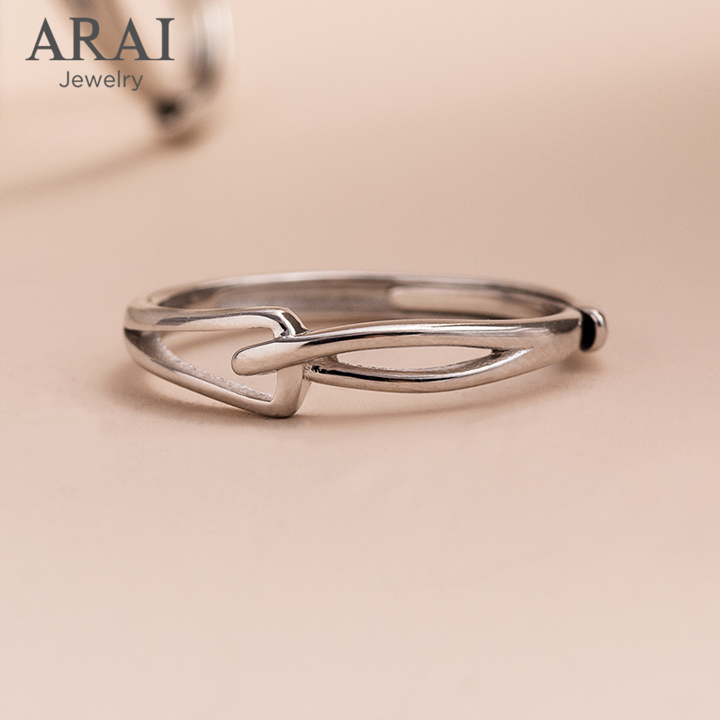 ARAI原创设计纯银戒指小众简约男女单戒ins创意学生闺蜜活口戒指