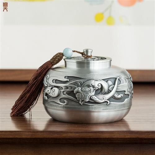 锡茶叶罐锡金属锡罐便携茶叶罐旅行锡器工艺品定制 含苞待放