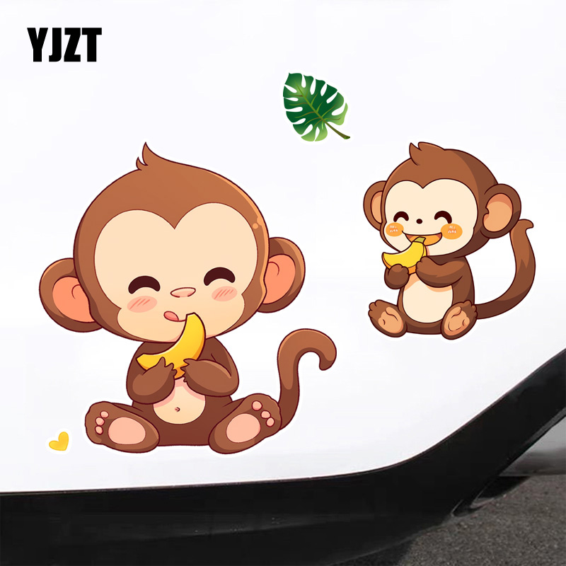 YJZT 卡通吃香蕉的猴子创意个性车贴划痕遮挡防水装饰电动车贴纸
