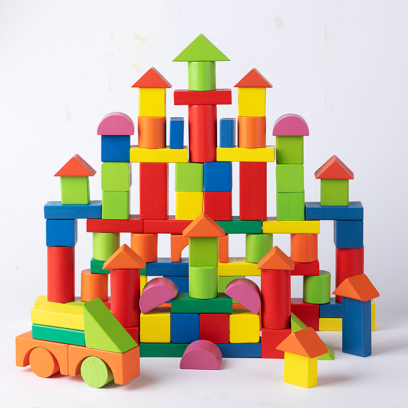 木制儿童大颗粒积木拼装玩具益智力实木质宝宝幼儿园大块宝宝儿童