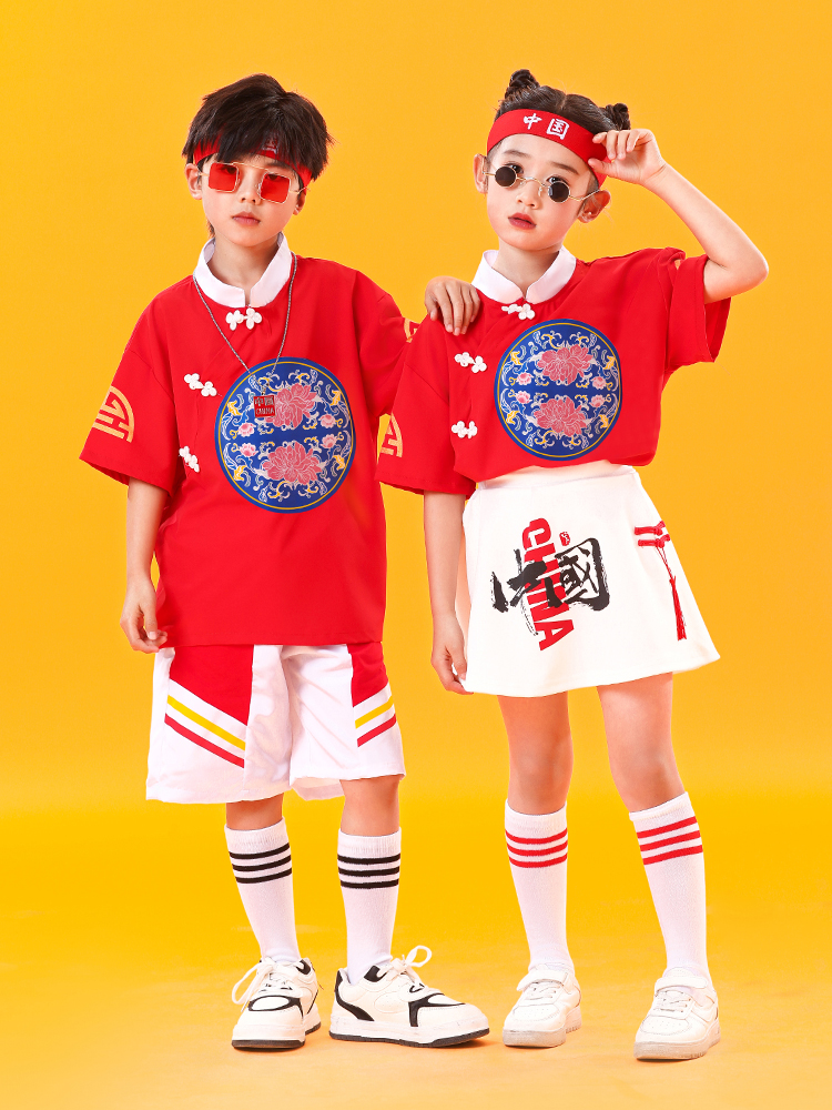 六一儿童啦啦队演出服幼儿园园服小学生合唱班服运动会中国风服装