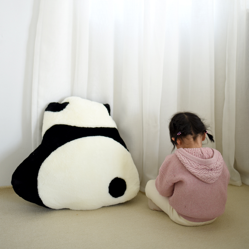 背影熊猫毛绒抱枕家居卧室沙发大靠背床头靠垫蒲团坐垫飘窗枕头
