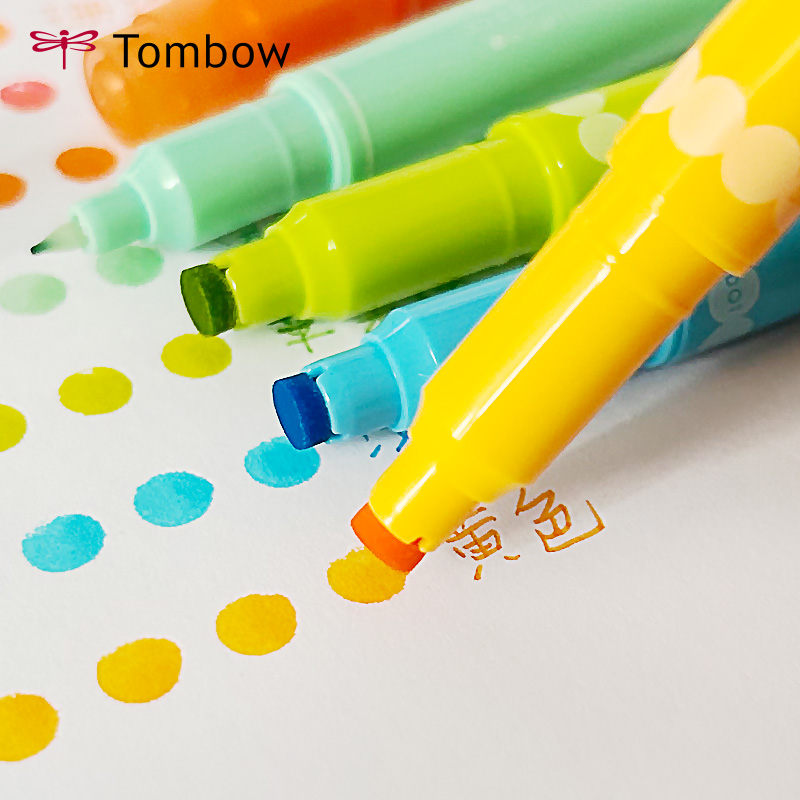 不是闷推荐 日本TOMBOW蜻蜓Play Color Dot圆点笔双头波点彩色笔女生可爱手帐日记创意荧光笔12色水彩笔套装