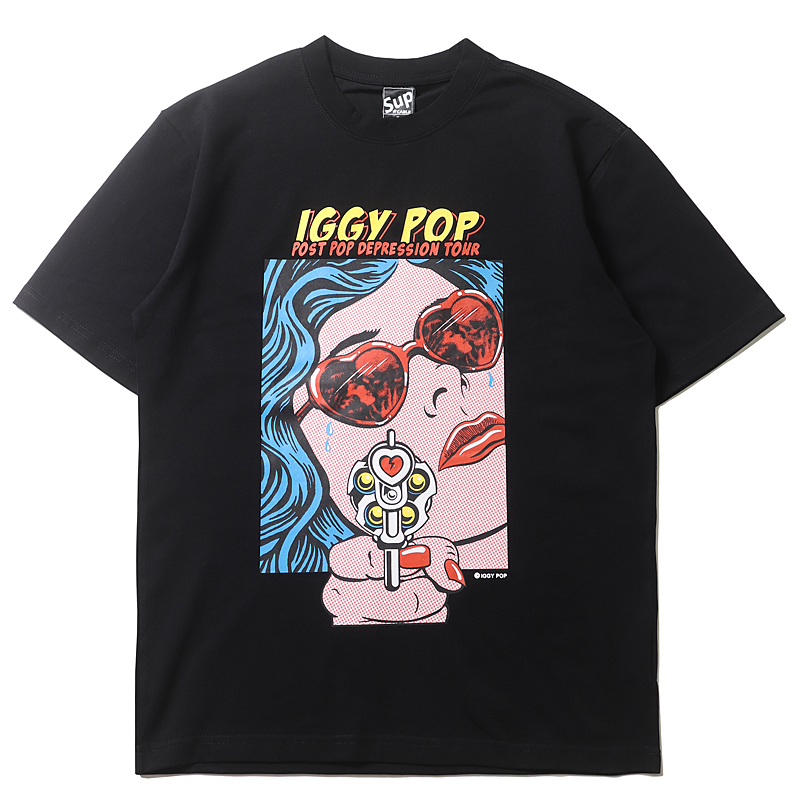 美式嘻哈潮牌IGGY POP伊基·波普朋克风个性印花T恤男短袖纯棉夏