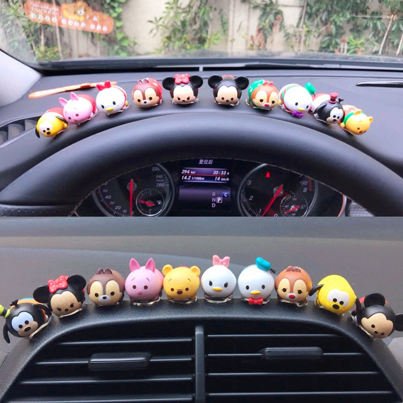 可爱迪士尼汽车摆件卡通米奇米妮唐老鸭仪表盘显示屏上车载装饰品