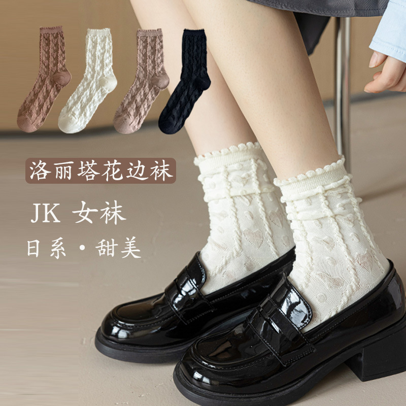 做不被定义的公主】白色袜子女日系JK穿搭棉袜早春泡泡花边中筒袜