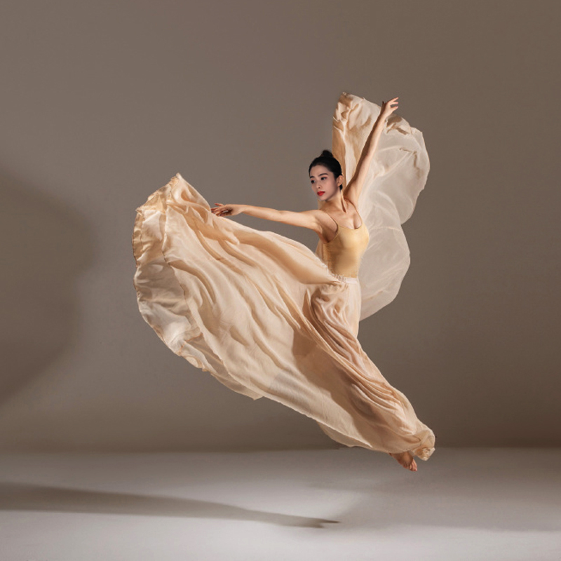 舞蹈半身长裙720度大摆飘逸古典现代舞蹈服装艺术写真拍照雪纺纱