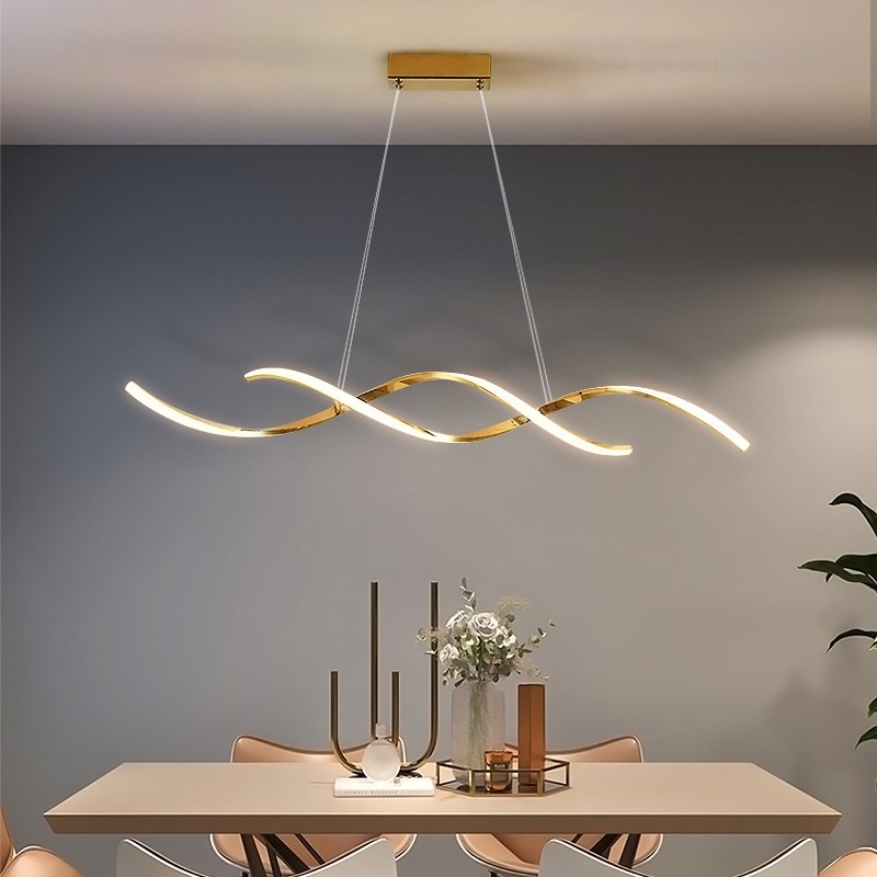 现代简约异形麻花不锈钢led线条吊灯餐厅会所设计师创意个性灯饰
