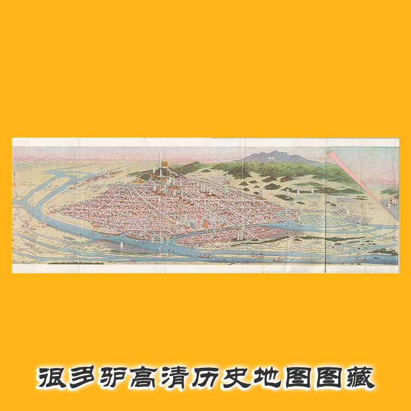 广州鸟瞰图《大观广东》-4357 x 1440 很多驴高清历史老地图