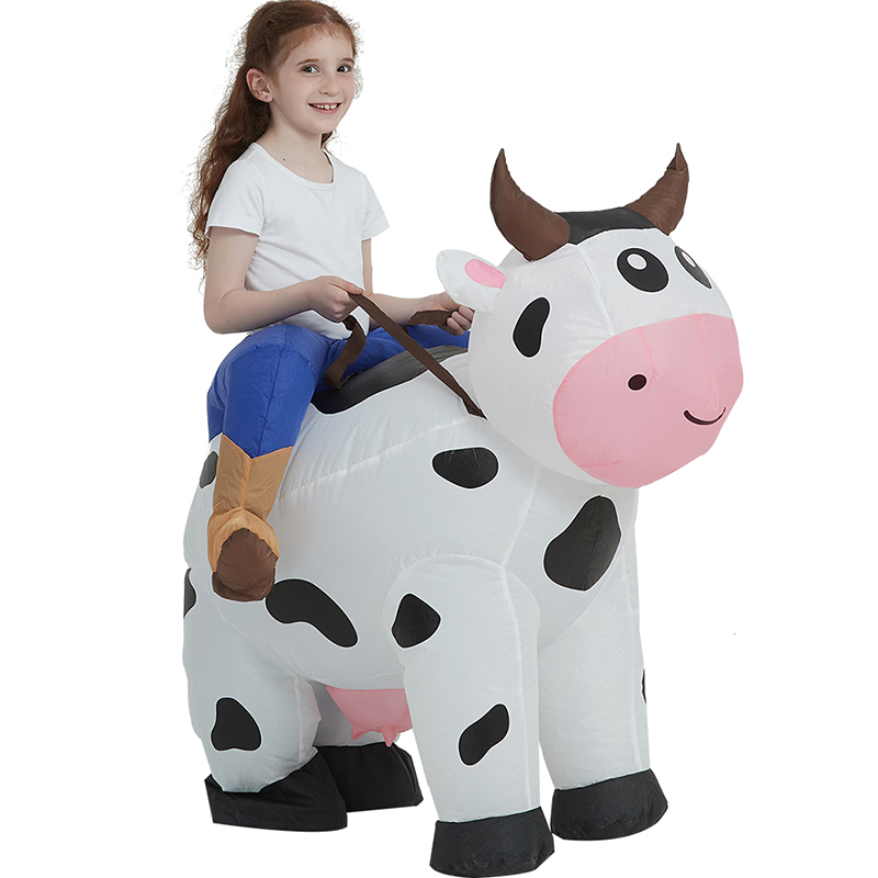万圣节儿童服装搞笑搞怪卡通亲子动物坐骑装扮道具骑奶牛充气衣服