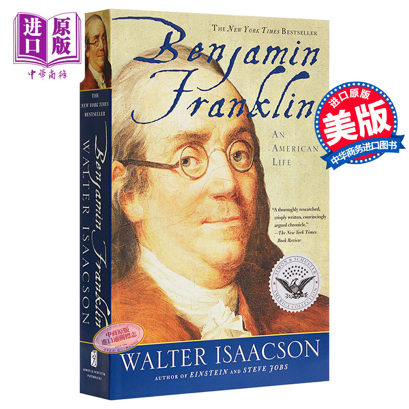 现货 【中商原版】本杰明·富兰克林:一个美国人的生活 英文原版 Benjamin Franklin Walter Isaacson