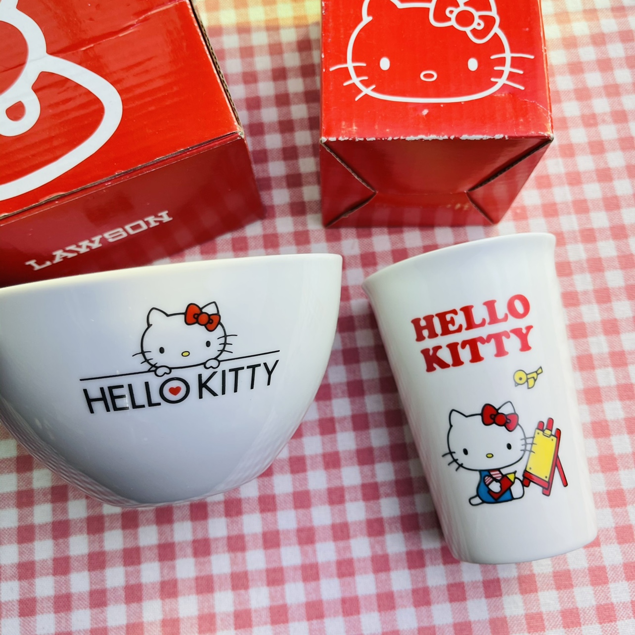 hello kitty中古日本正版碗泡面碗杯子牛奶杯罗森lawson联名