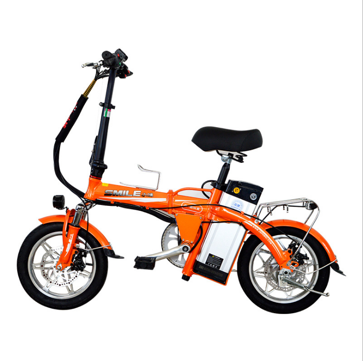 重庆新款小咪M1电动自行车14寸光亮橘折叠代驾车便携电动自行车