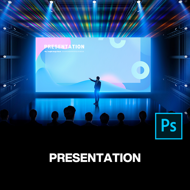 14款数码科技产品新品发布会提案演讲舞台灯光效果图ps分层素材
