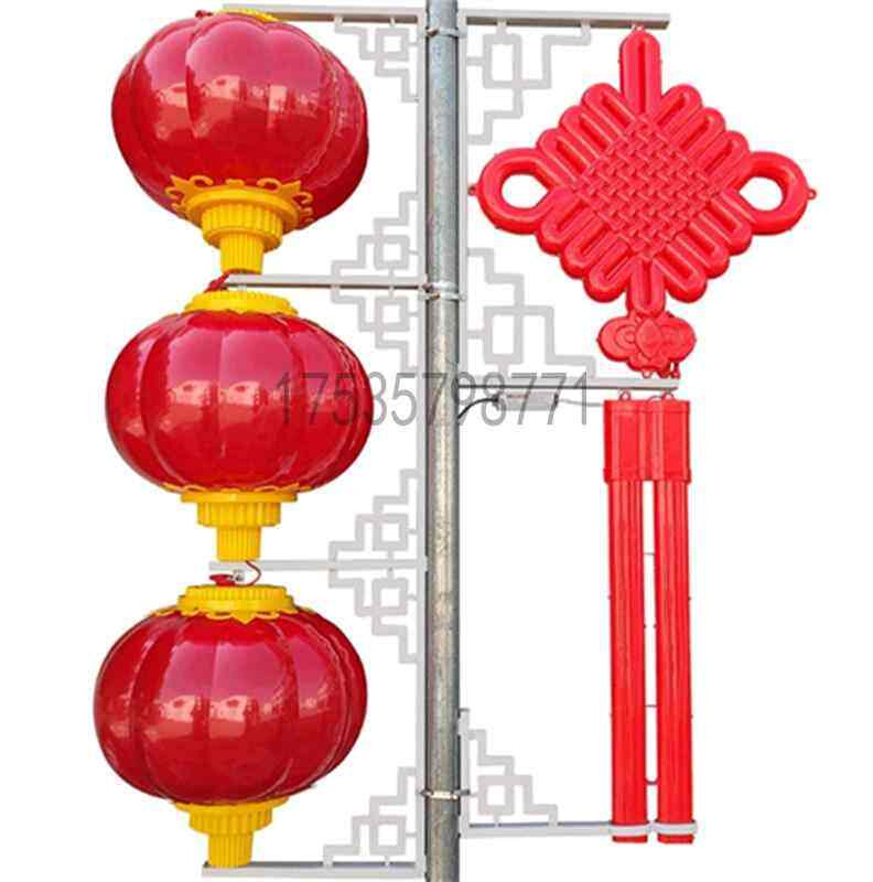 亚克力路灯杆装饰LED大红灯笼 道路景观灯户外发光塑料广告灯笼灯