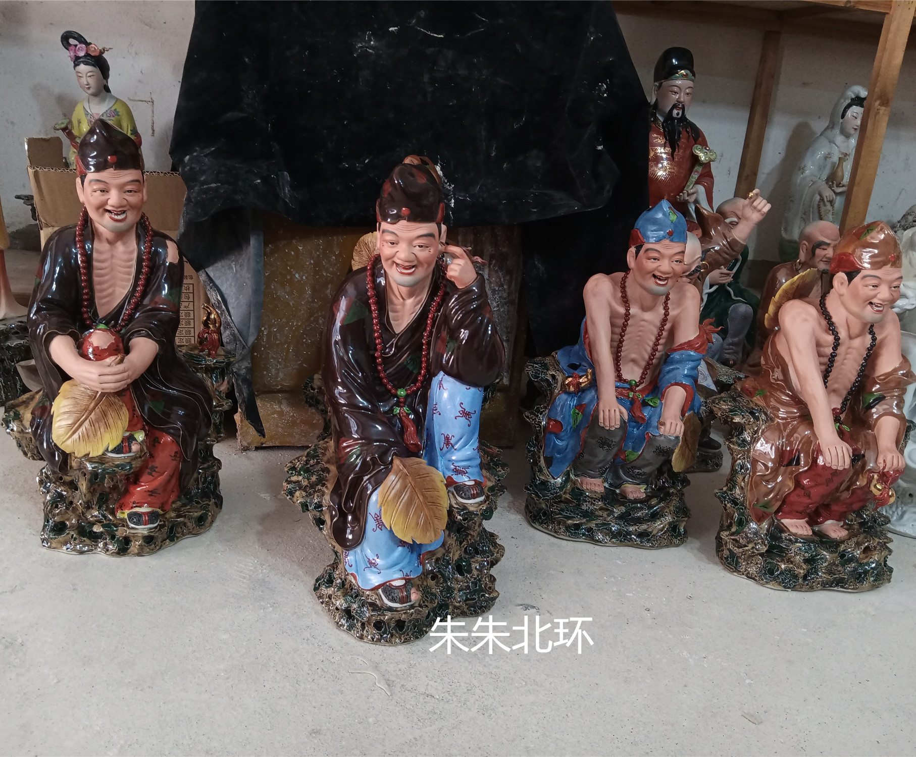 济公佛像活佛济公雕塑16寸陶瓷工艺品菩萨降龙罗汉李修元雕像坐像