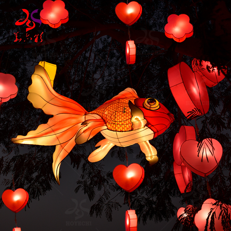 发光金鱼装饰灯节日户外街道景区公园树木亮化造型灯氛围点缀花灯