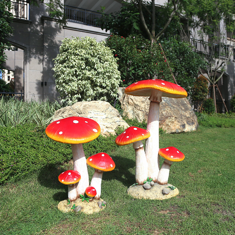 户外花园装饰 庭院 幼儿园摆件树脂玻璃钢雕塑小品仿真蘑菇摆件