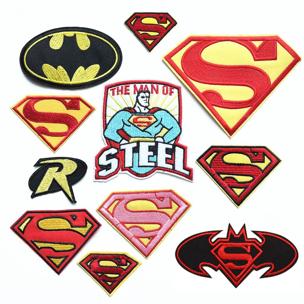 超人STEEL衣服装饰贴布贴花字母S蝙蝠侠漫威刺绣卡通徽章热熔胶