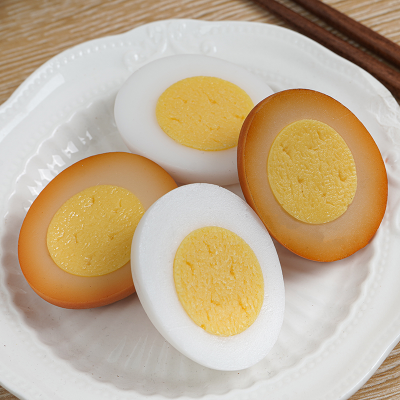 仿真半个鸡蛋假半颗卤蛋模型水煮蛋熟鸭蛋煎蛋道具玩具教具儿童