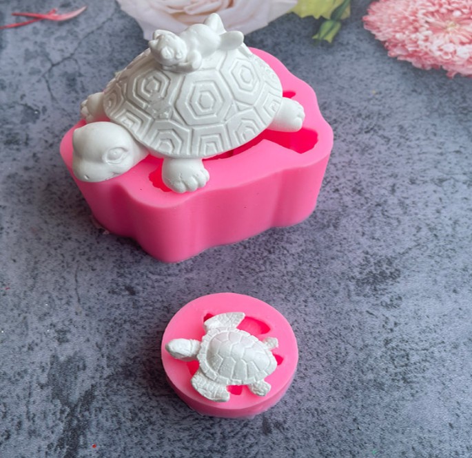 大小乌龟款动物翻糖硅胶模具 diy蛋糕装饰巧克力烘焙软陶黏土石膏